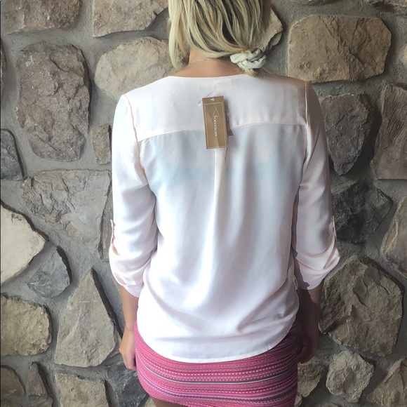 Francescas Miami Blush Mar Light Pink Boss Lady Work Blouse - Picture 3 of 8